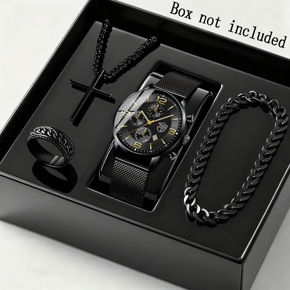 4pcs/set Men'S Elegant Quartz  - Men Accessories Elegant 评论和价格