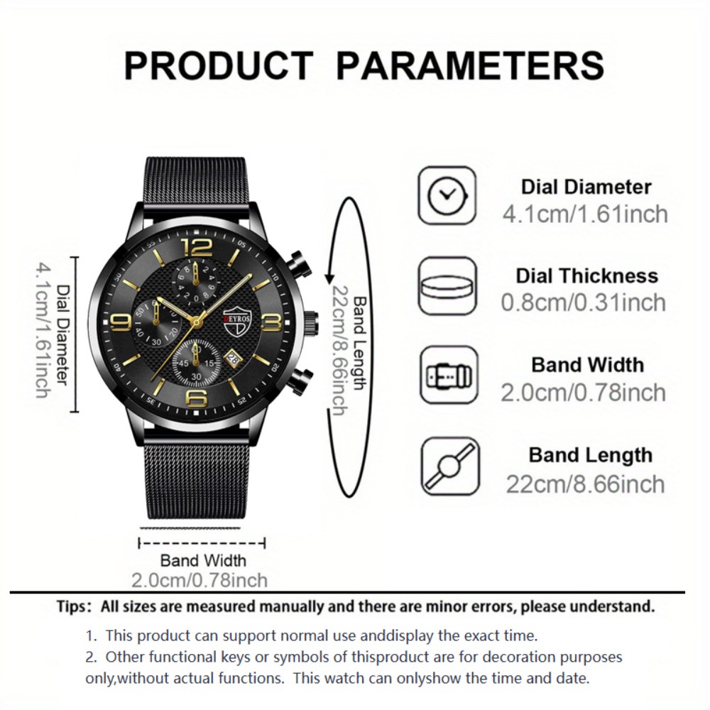 4pcs/set Men'S Elegant Quartz  - Men Accessories Elegant 评论和价格