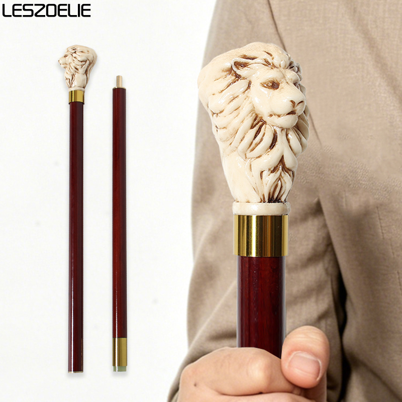 Antique Resin Lion Head Walkin - Men Accessories Elegant 评论和价格