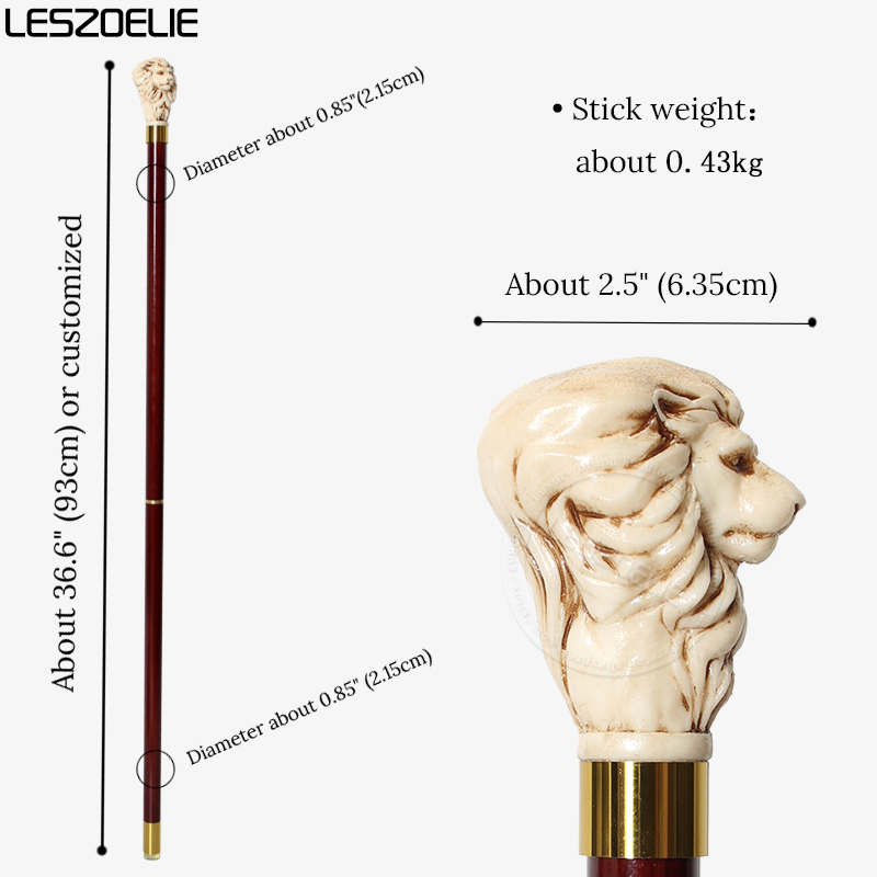 Antique Resin Lion Head Walkin - Men Accessories Elegant 评论和价格