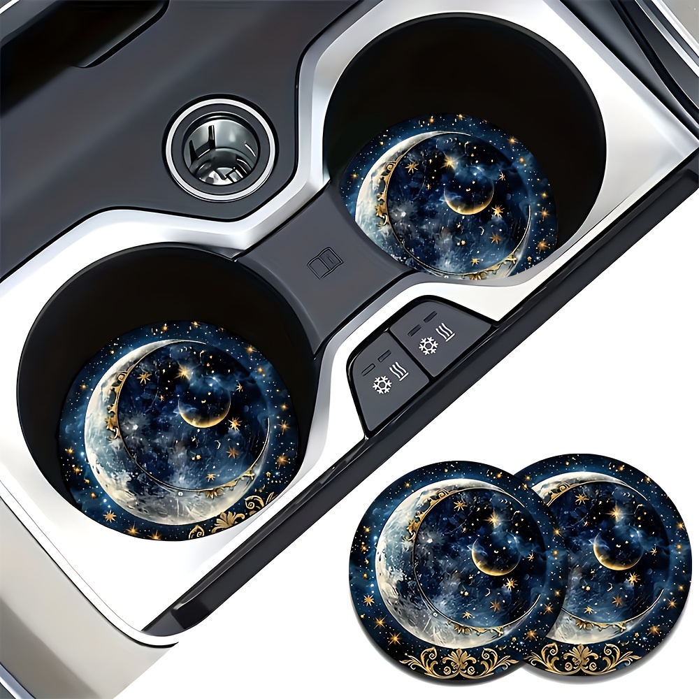 2pcs Starry Night Moon Car Cup - Men Accessories Elegant 评论和价格