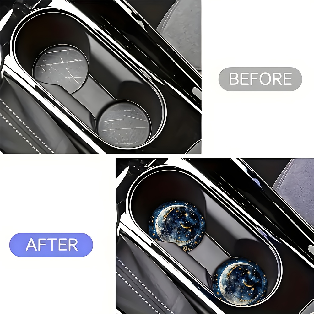 2pcs Starry Night Moon Car Cup - Men Accessories Elegant 评论和价格