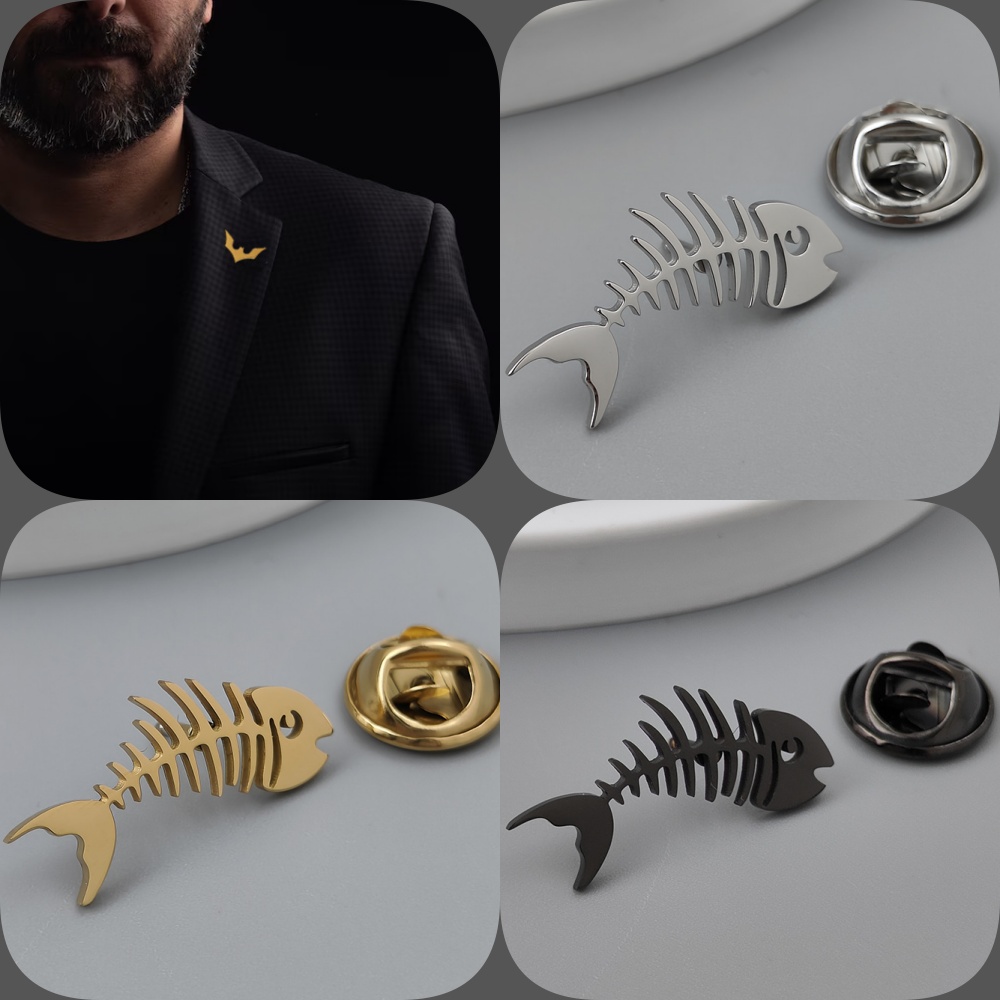 Creative fish bone gold-plated - Men'S Accessories Gift Set Branded 评论和价格
