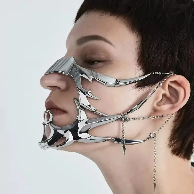 1-5PCS Metal Mask Alien Fluid  - Men Accessories Earrings 评论和价格