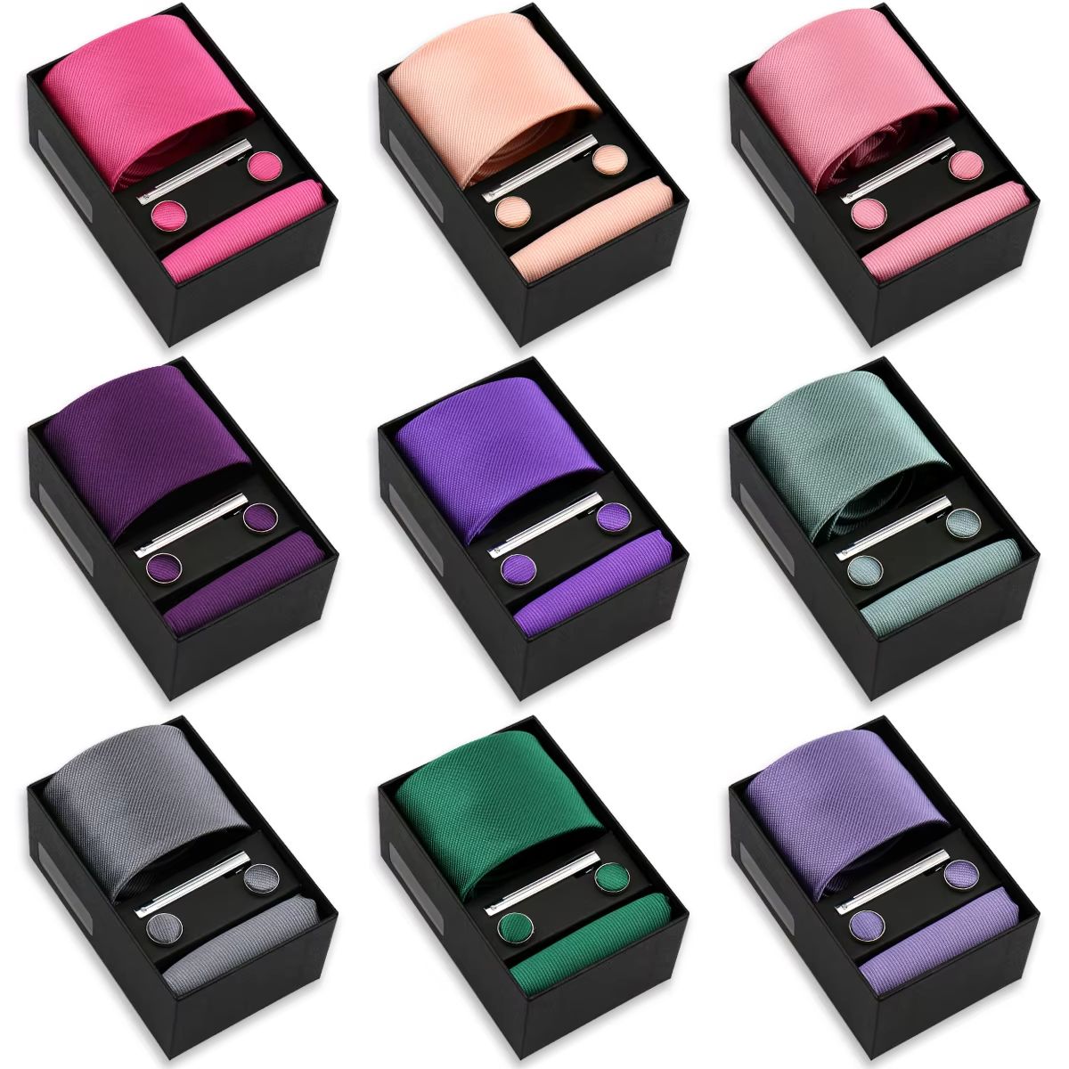 Brand Fashion Solid Color Tie  - Men'S Accessories Gift Set Branded 评论和价格