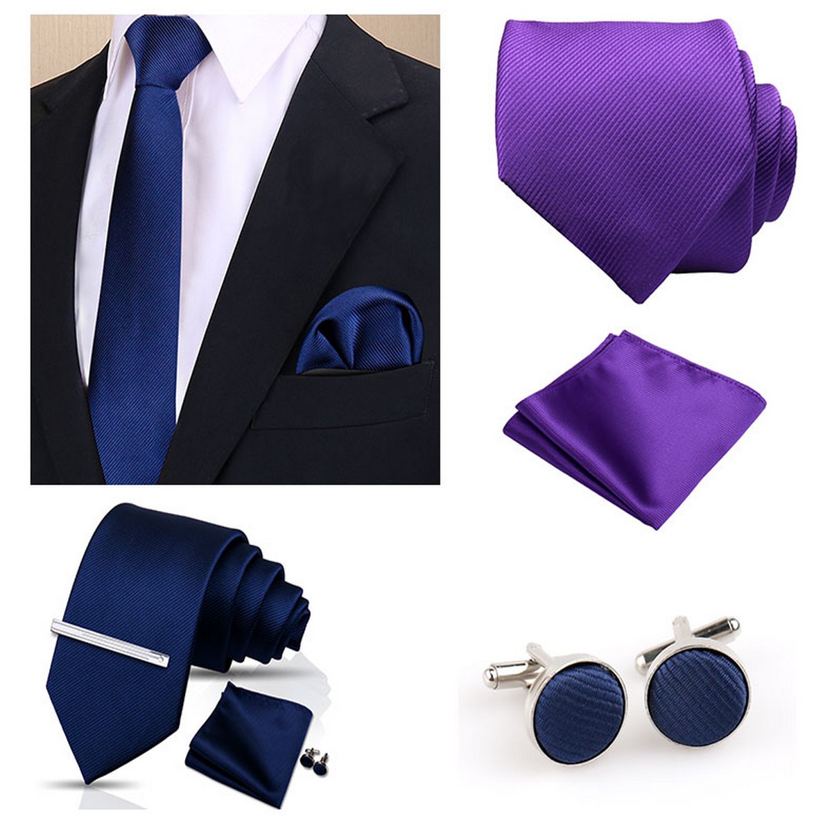 Brand Fashion Solid Color Tie  - Men'S Accessories Gift Set Branded 评论和价格