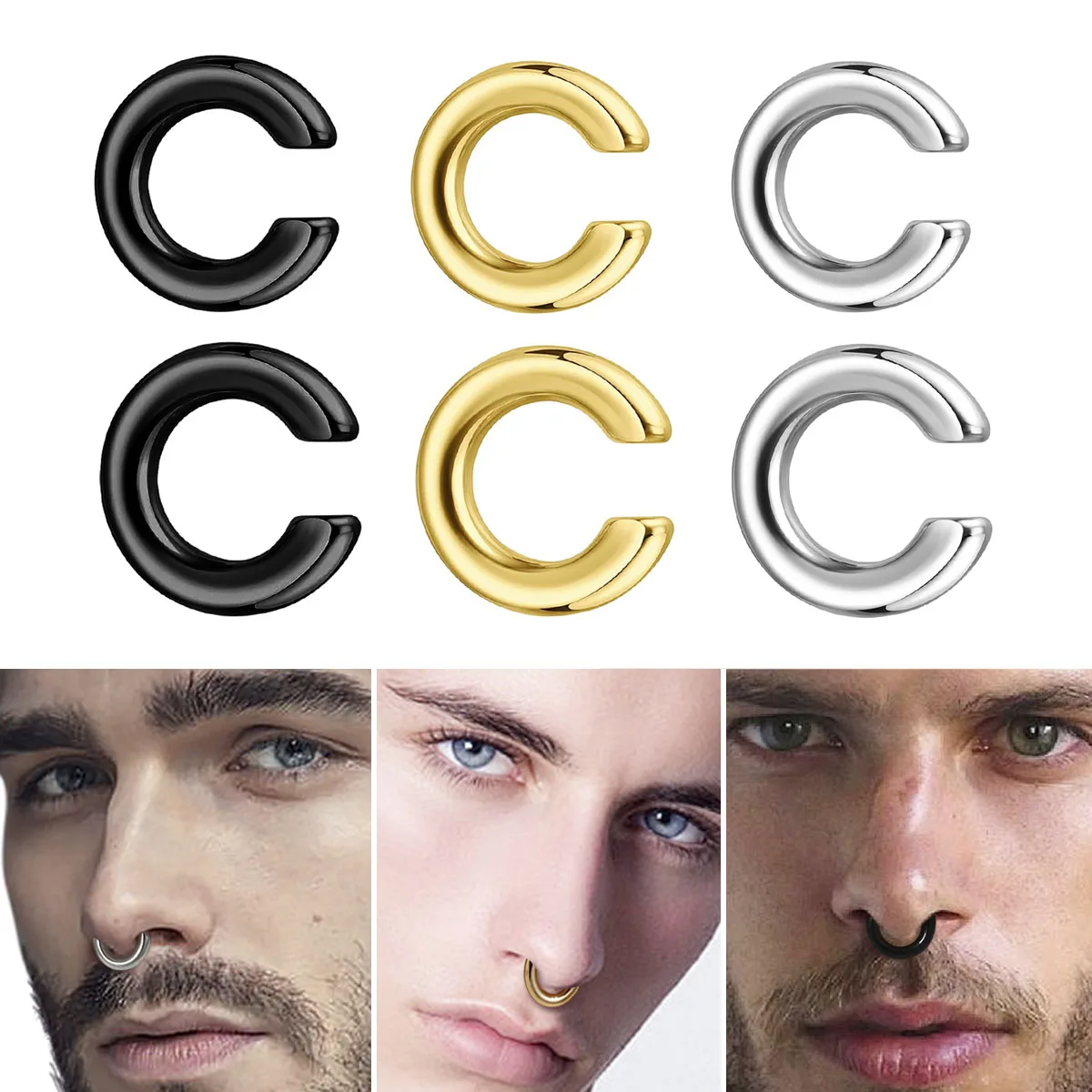 1pc Exaggerated C-Shaped Non-P - Men Accessories Earrings 评论和价格