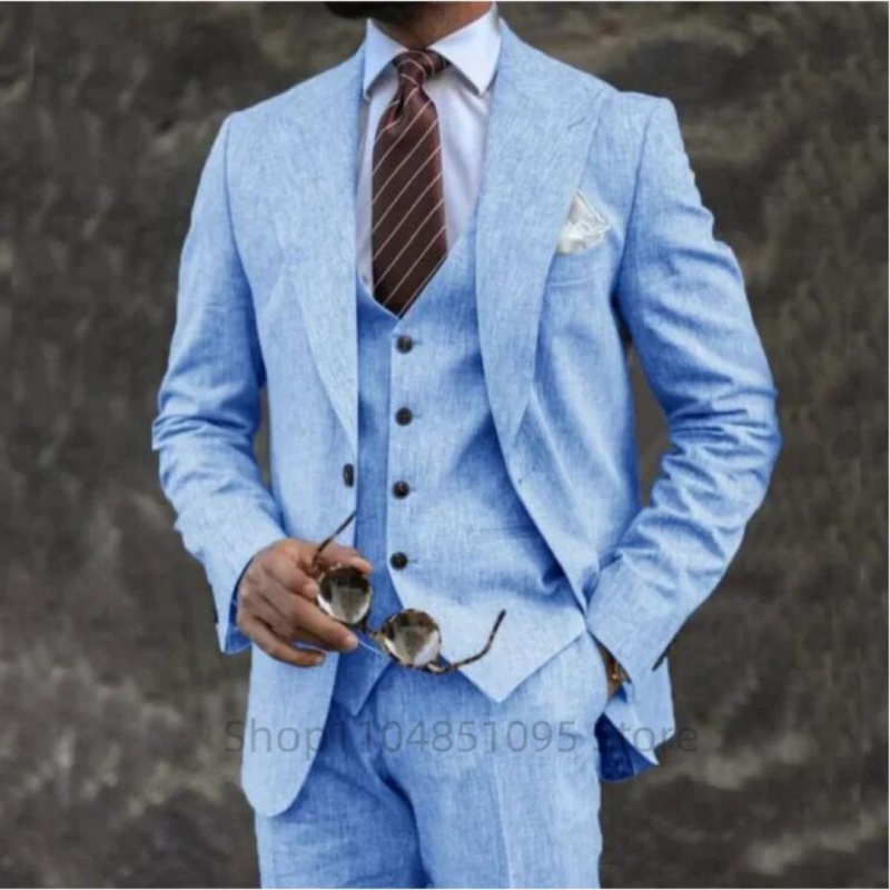 High Quality 3 Pieces Beige/Bl - Men Accessories Elegant 评论和价格