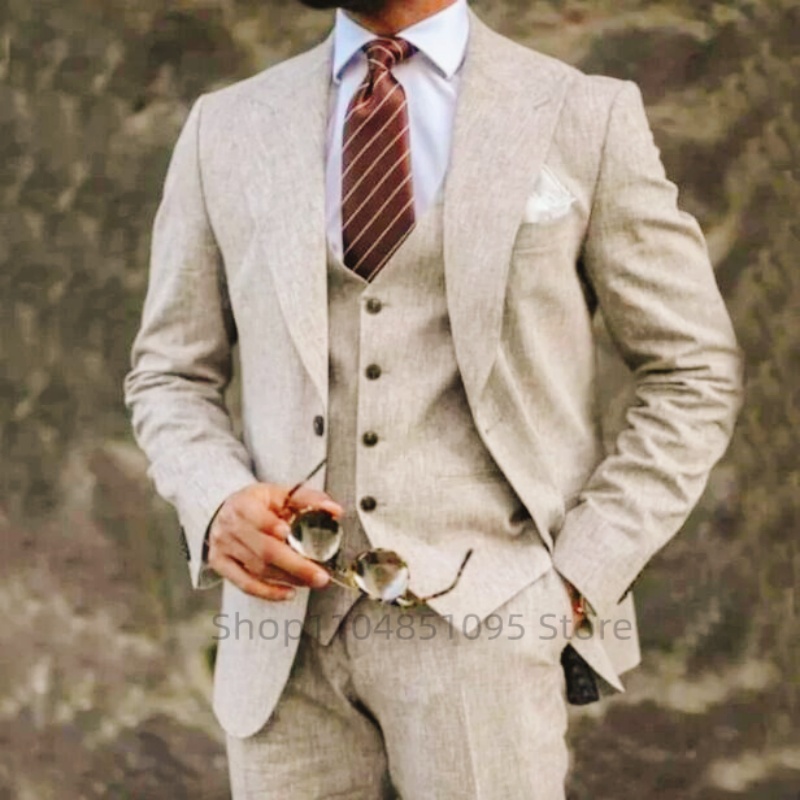 High Quality 3 Pieces Beige/Bl - Men Accessories Elegant 评论和价格