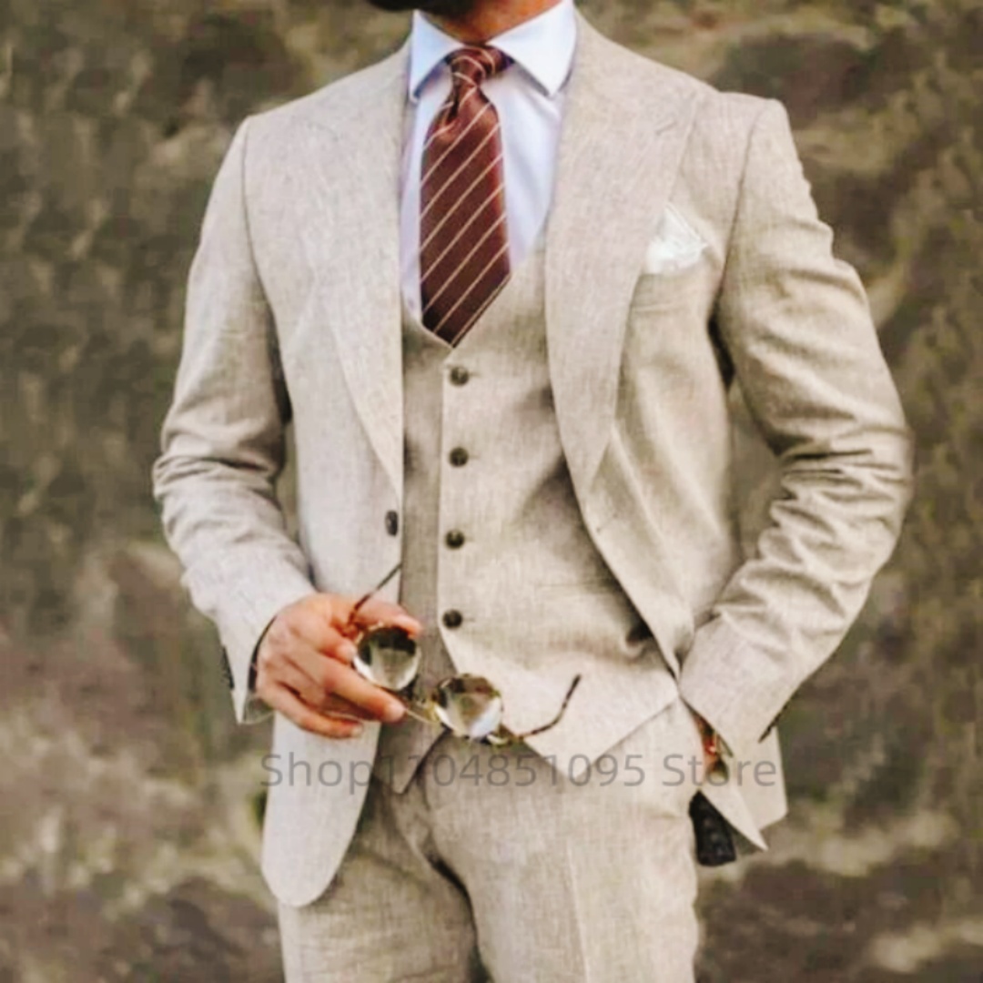 High Quality 3 Pieces Beige/Bl - Men Accessories Elegant 评论和价格