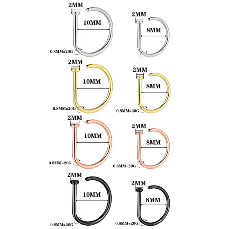 Nose Ring Screw Hoop Hypoaller - Men Accessories Earrings 评论和价格